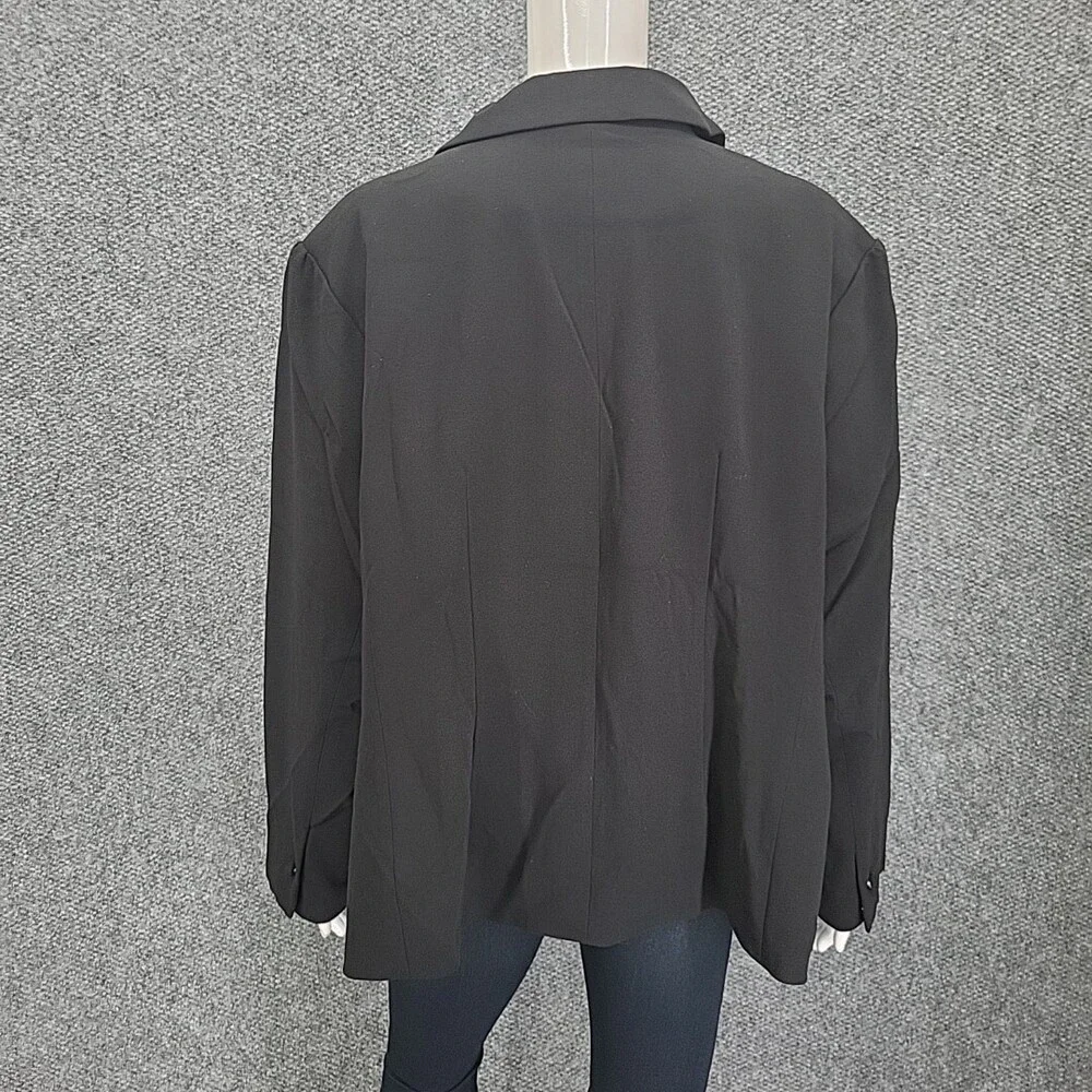 Dialogue Womens Crepe Button Jacket w Pockets Petite 28WP Plus Size 3X Black